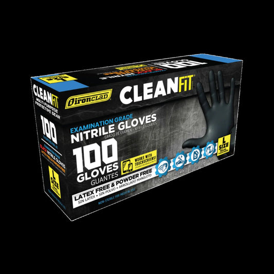 Ironclad CleanFit 5 Mil Blue or Black Disposable Nitrile Gloves (Box of 100)