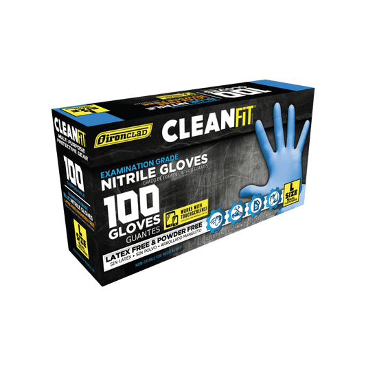 Ironclad CleanFit 5 Mil Blue or Black Disposable Nitrile Gloves (Box of 100)